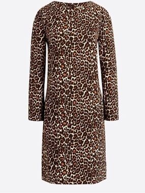 J. Crew Factory Leopard Print Long Sleeve Shift Dress